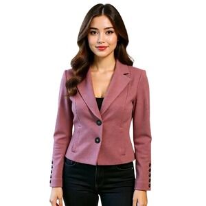 Cabi Pink Blazer Jacket‎ Women's Size 8 Double Button Detail Back Accent